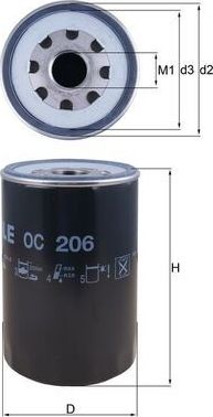 Масляный фильтр Mahle-Knecht для MAN M2000 1995-2006. Артикул OC 206