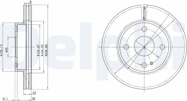 Тормозной диск Delphi передний для Mazda 323 IV (BG) 1989-1996. Артикул BG2629