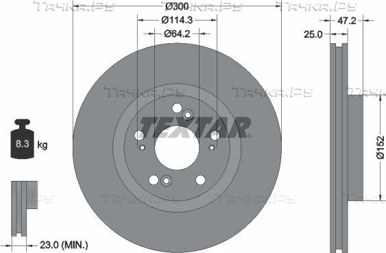 Тормозной диск Textar Pro. Артикул 92140903
