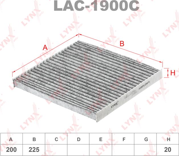 Салонный фильтр LYNXauto. Артикул LAC-1900C