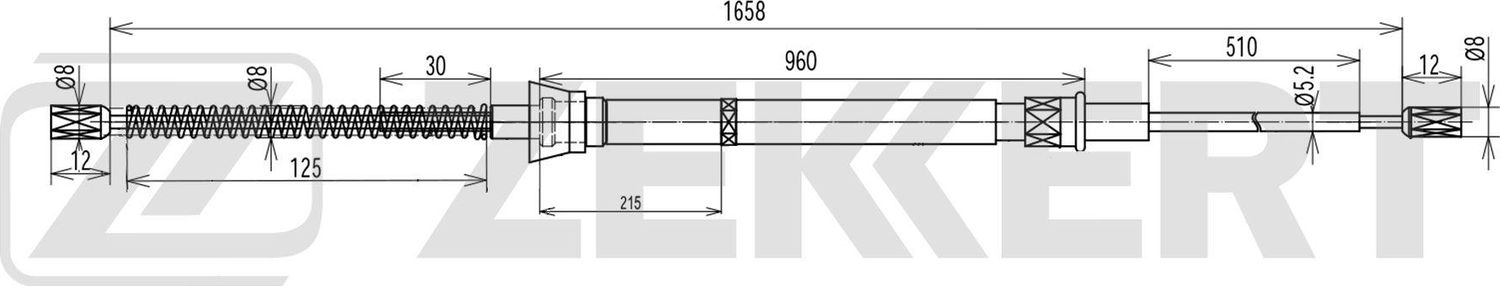 Трос ручника (тросик ручного тормоза) Zekkert. Артикул BZ-1261
