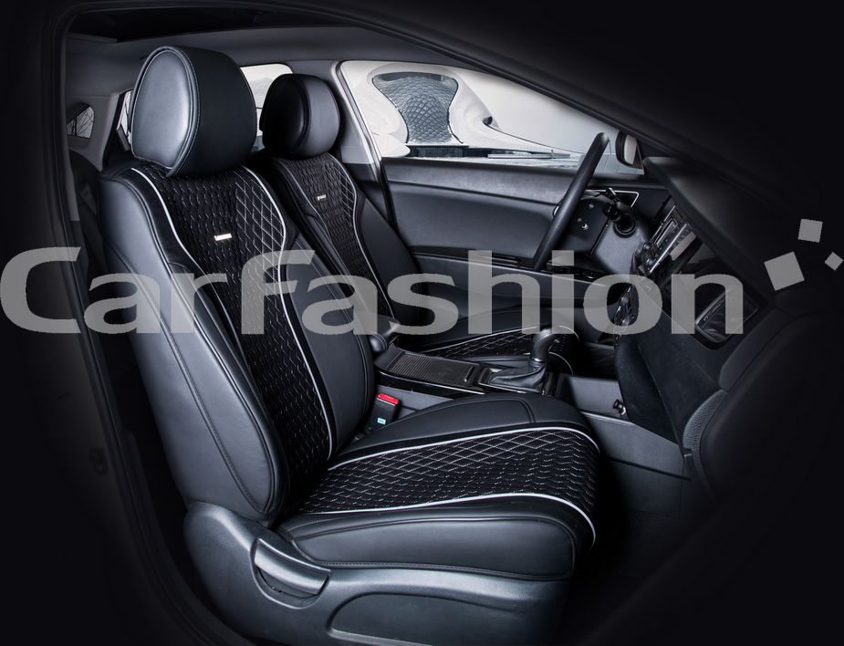 Накидки универсальные CarFashion Element на передние сидения авто, цвет Черный/Черный/Серый/Серый. Артикул 21481