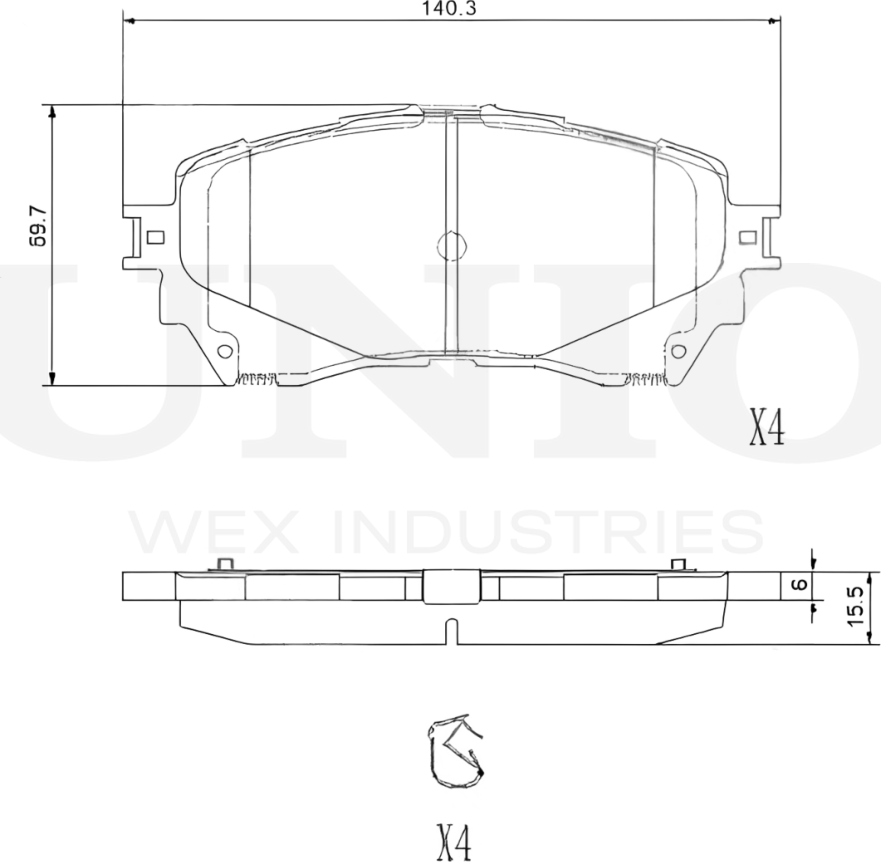 Колодки тормозные дисковые, комплект (Unio). Артикул BRP-20296