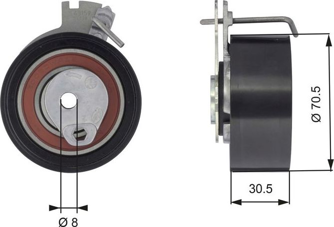 Натяжной ролик (натяжитель) ремня ГРМ Gates PowerGrip®. Артикул T43159