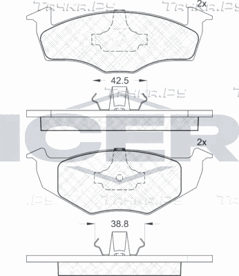 Тормозные колодки Icer передние для Volkswagen Golf III 1991-1999. Артикул 181178