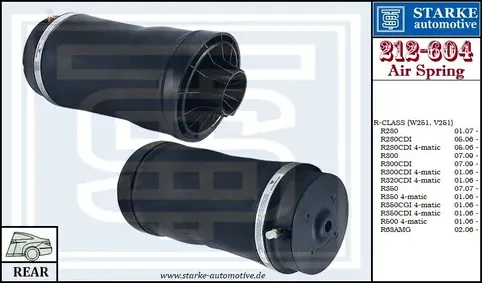 Пневмобаллон MER W251 задний (Starke). Артикул 212604