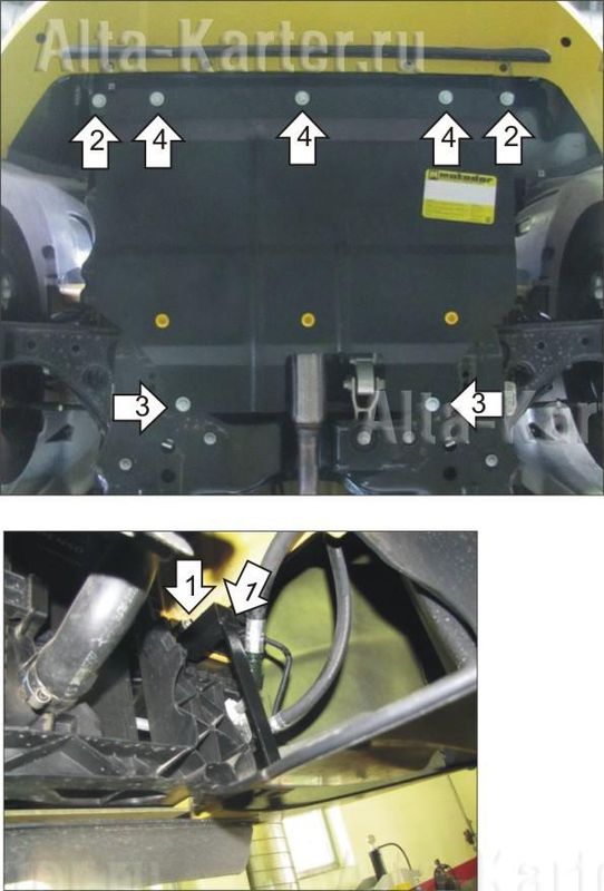 Защита Мотодор для двигателя, КПП Alfa Romeo Mito 2008-2024. Артикул 05904