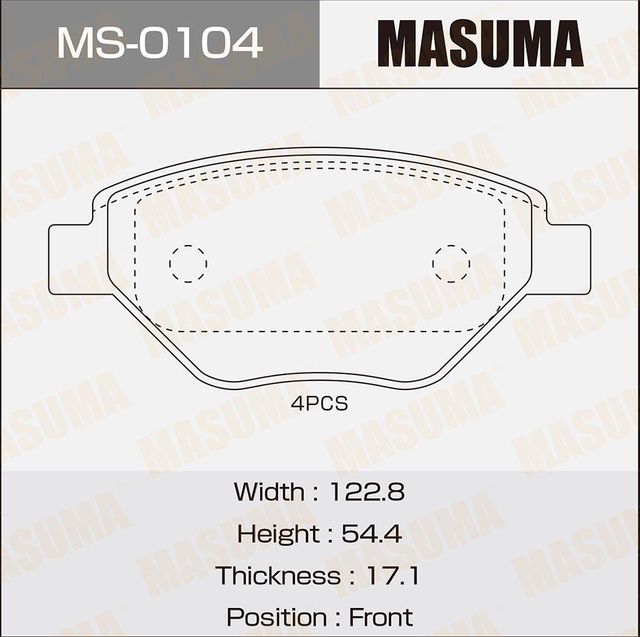 Тормозные колодки Masuma. Артикул MS-0104