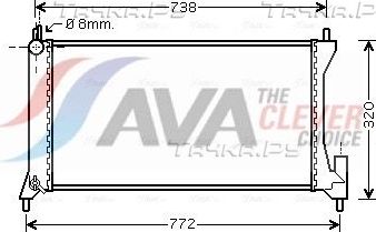 Радиатор охлаждения двигателя AVA. Артикул OLA2386