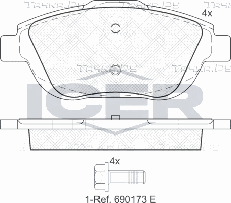 Тормозные колодки Icer передние для Citroen C4 Cactus I 2014-2026. Артикул 181925