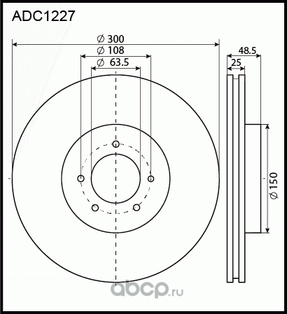 Диск тормозной FORD Focus 2,C-Max VOLVO S40 (300мм) передний (1шт.) ALLIED NIPPO (Allied Nippon). Артикул ADC1227V