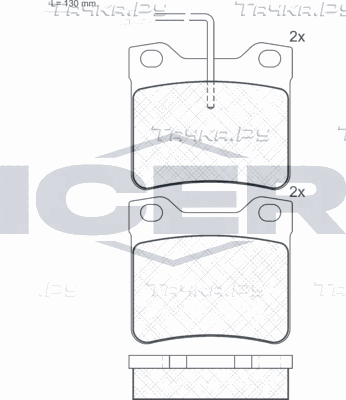 Тормозные колодки Icer задние для Peugeot 406 I 1995-2004. Артикул 180787