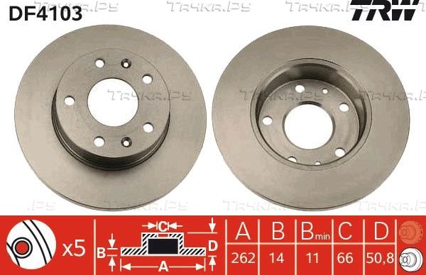 Тормозной диск TRW. Артикул DF4103