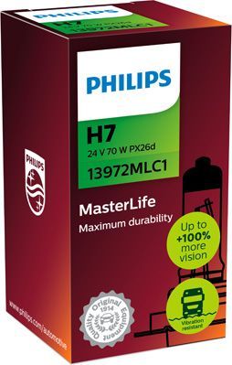 H7 24V- 70W (PX26d) (вибростойкая+увелич.срок службы) MasterLife Philips MasterLife. Артикул 13972MLC1