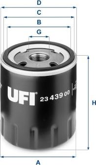 Масляный фильтр UFI для Citroen SpaceTourer I 2016-2024. Артикул 23.439.00
