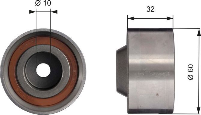 Направляющий (ведущий) ролик ремня ГРМ Gates (Металл). Артикул T42017
