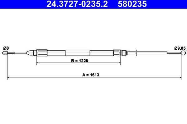 Трос ручника (тросик ручного тормоза) ATE. Артикул 24.3727-0235.2