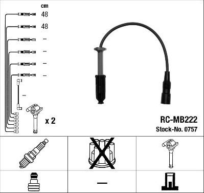 Высоковольтные провода (провода зажигания) (комплект) NGK для Mercedes-Benz V-Класс I (W638) 1996-2003. Артикул 0757
