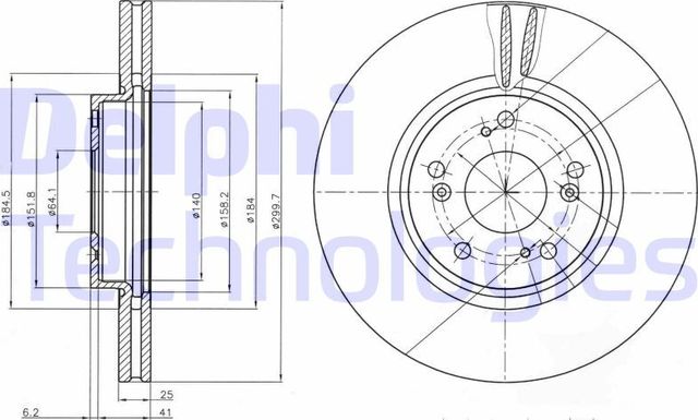 Тормозной диск Delphi передний для Honda Accord VII 2003-2008. Артикул BG3978