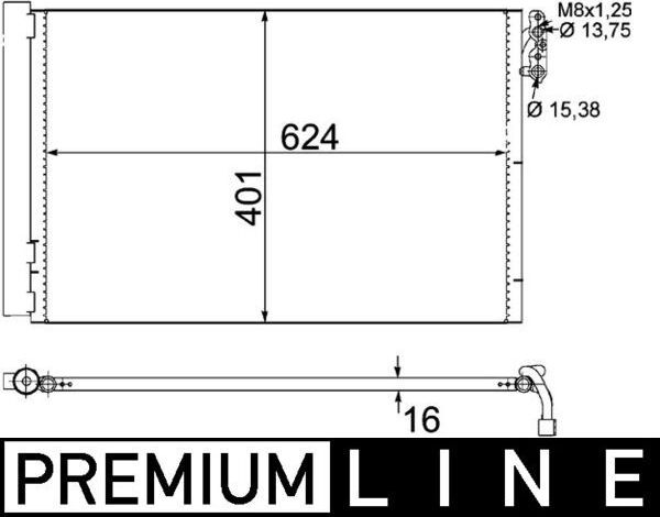 Радиатор кондиционера (конденсатор) Mahle Premium. Артикул AC 413 000P