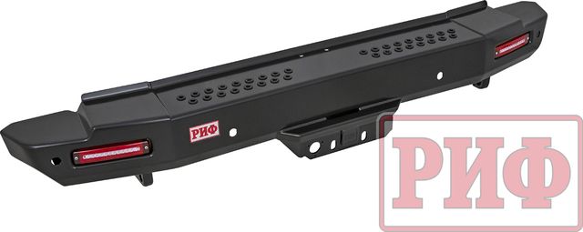 Бампер силовой РИФ задний с квадратом под фаркоп и фонарями для Toyota Land Cruiser 200 2013-2015. Артикул RIF200-22150