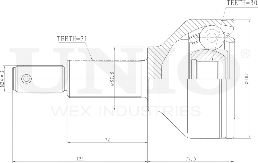 ШРУС наружный (Unio). Артикул CVJ-20110