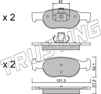 Тормозные колодки Trusting передние для Fiat Punto II 1999-2006. Артикул 081.1