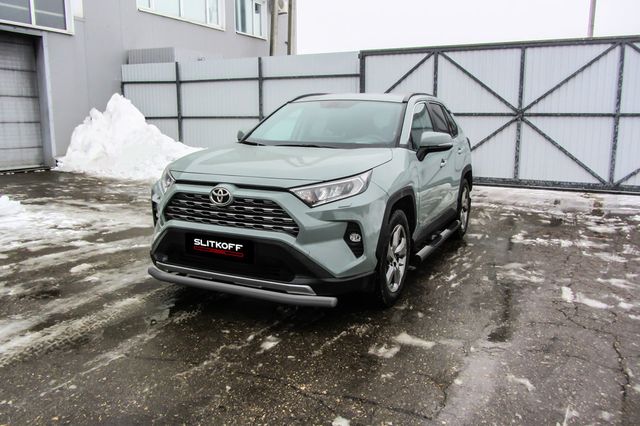 Защита Slitkoff переднего бампера d57 для Toyota RAV4 V 2018-2026 Серебристая. Артикул TR419-002S