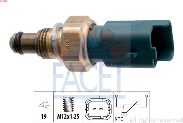 Датчик температуры охлаждающей жидкости Facet Made in Italy - OE Equivalent. Артикул 7.3317