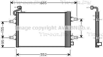 Радиатор кондиционера (конденсатор) AVA (алюминий). Артикул SAA5007D