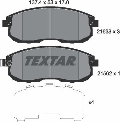 Тормозные колодки Textar. Артикул 2163301