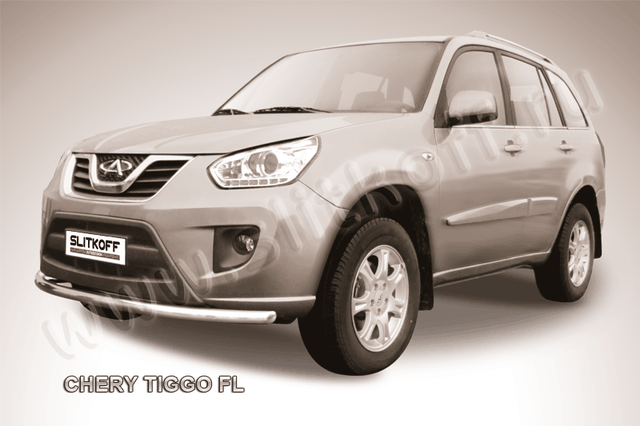 Защита Slitkoff переднего бампера d57 для Chery Tiggo (T11) рестайлинг 2011-2016. Артикул CT-FL-003