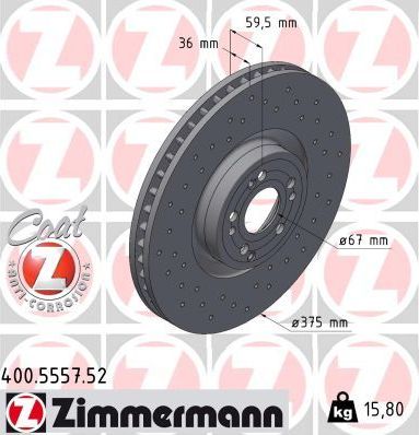 Тормозной диск Zimmermann SPORT Z. Артикул 400.5557.52