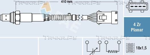 Лямбда-зонд (кислородный датчик) FAE для Citroen C5 I 2001-2004. Артикул 77282