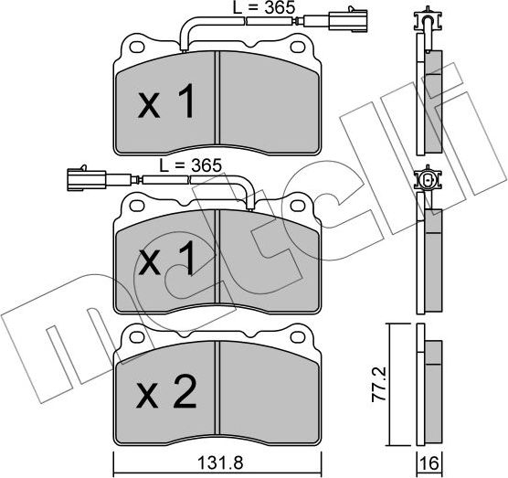 Тормозные колодки Metelli передние для Alfa Romeo GT 2003-2010. Артикул 22-0288-4