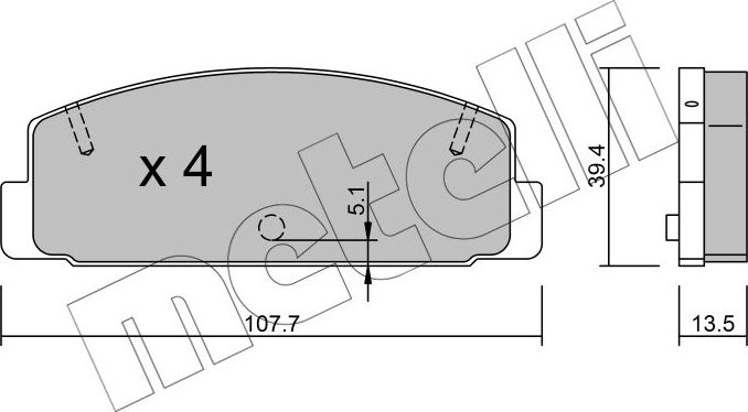 Тормозные колодки Metelli задние для Mazda RX-7 II (FC) 1985-1991. Артикул 22-0302-0