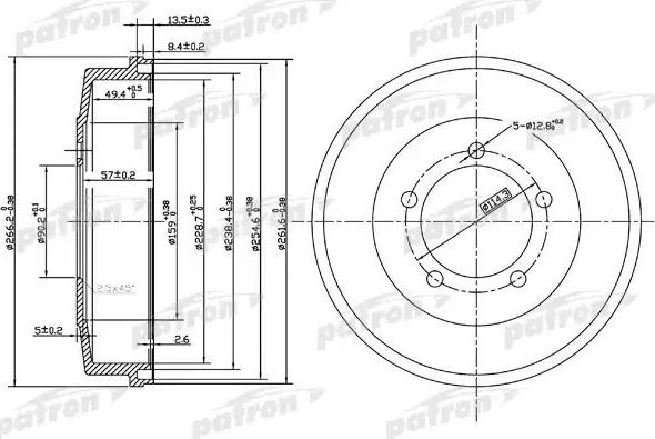 Тормозной барабан Patron задний для Mitsubishi Eclipse I 1991-1995. Артикул PDR1002