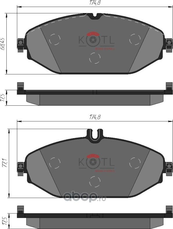 Колодки тормозные дисковые передние к-т (Kotl). Артикул 2097kt