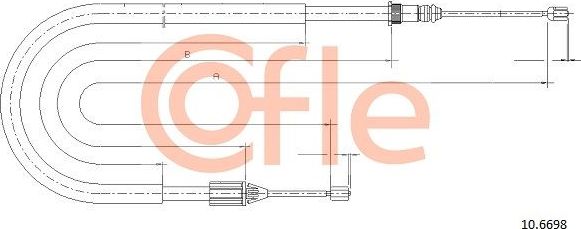 Трос ручника (тросик ручного тормоза) Cofle. Артикул 92.10.6698