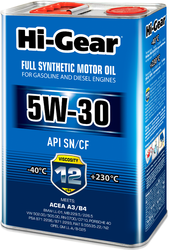 Масло моторное синтет. 5W-30 SM/CF 4л (HI-Gear). Артикул hg0034