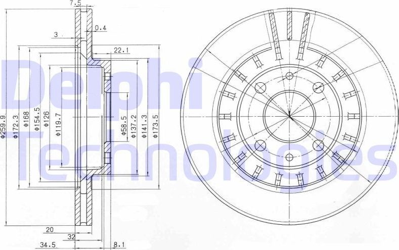 Тормозной диск Delphi. Артикул BG3806