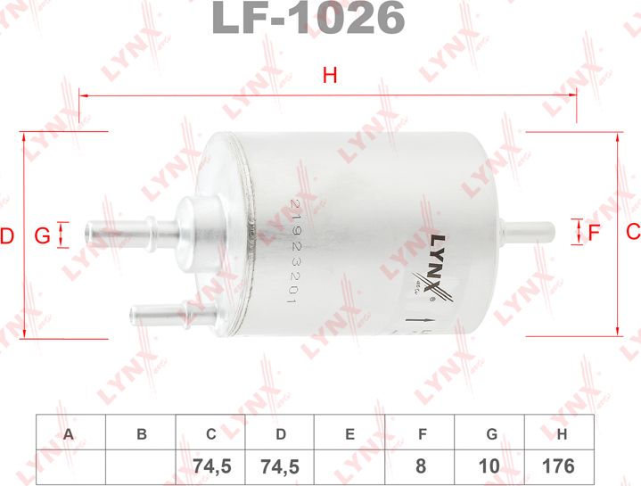 Топливный фильтр LYNXauto. Артикул LF-1026