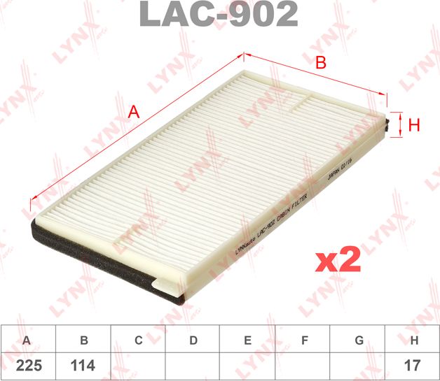 Салонный фильтр LYNXauto для Suzuki Grand Vitara II 1998-2003. Артикул LAC-902