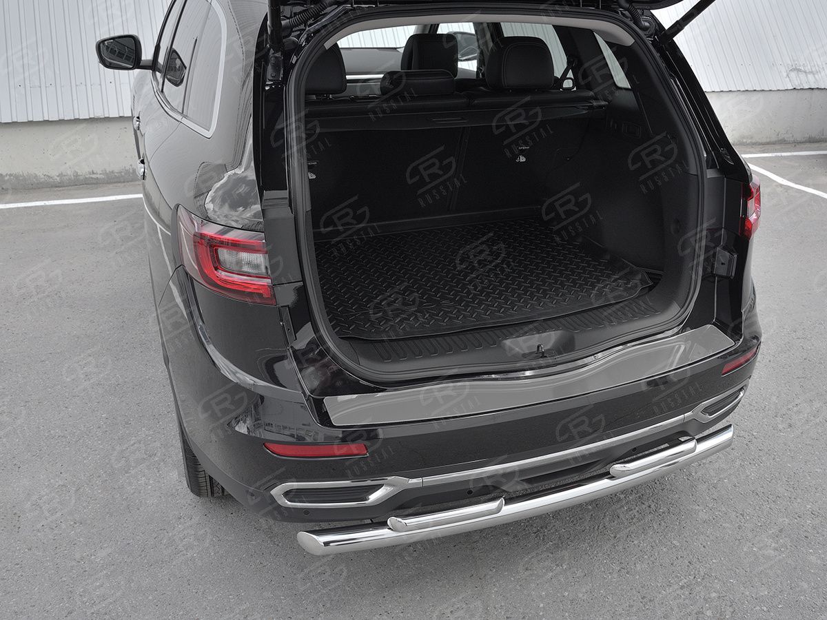 Накладка RusStal на задний бампер (лист нерж зеркальный) для Renault Koleos II 2016-2026. Артикул RKN-002980