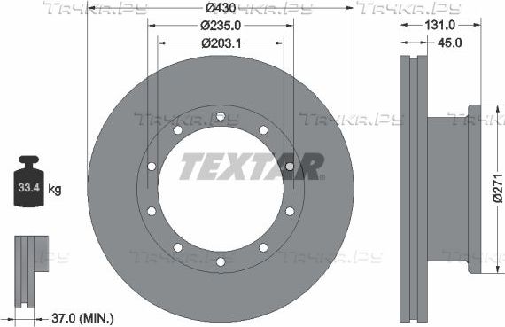 Тормозной диск Textar. Артикул 93086800