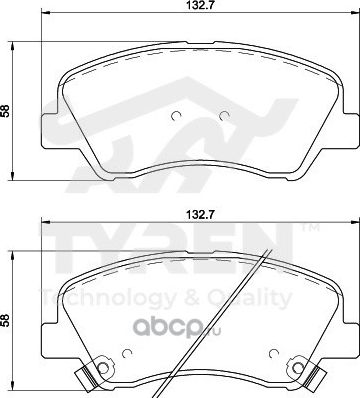 Дисковые тормозные колодки (Tyren). Артикул TYR1216551