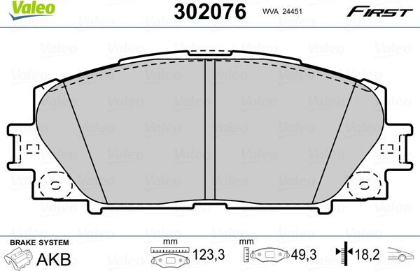 Тормозные колодки Valeo First передние для Lexus CT I 2011-2013. Артикул 302076