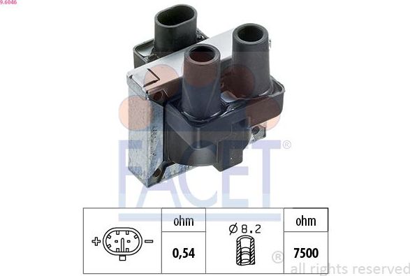 Катушка зажигания Facet Made in Italy - OE Equivalent. Артикул 9.6046