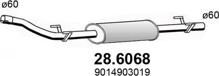 Глушитель (средняя часть) Asso для Mercedes-Benz Sprinter 901, 902 2000-2006. Артикул 28.6068