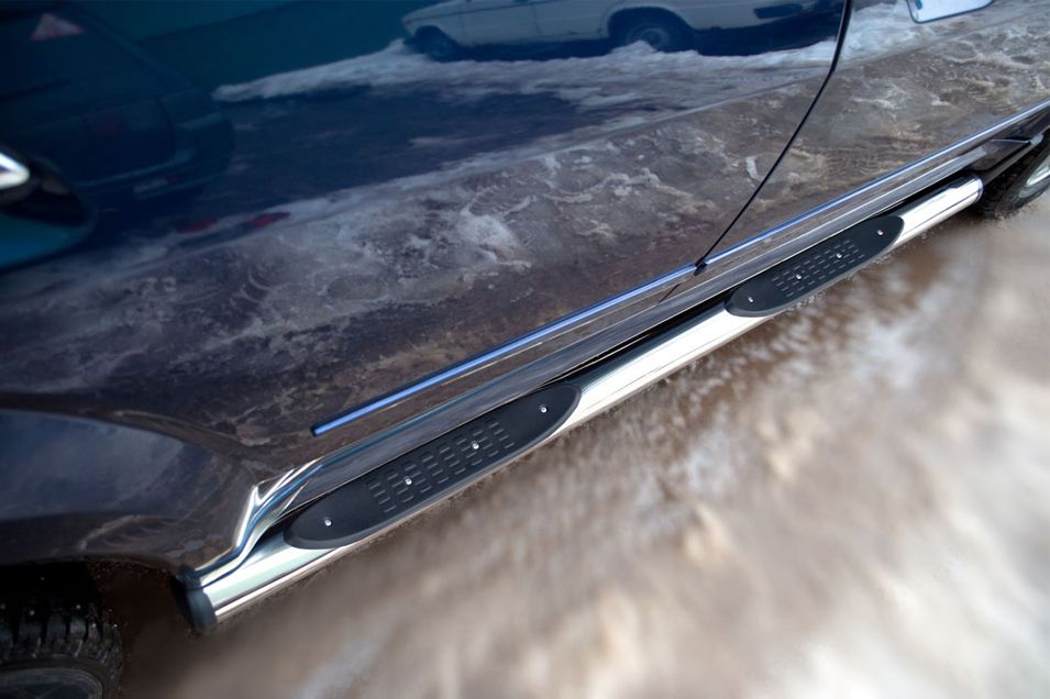 Защита порогов RusStal труба d76 с накладками (вариант 2) для Great Wall Hover H5 2011-2016. Артикул GH5T-0003512